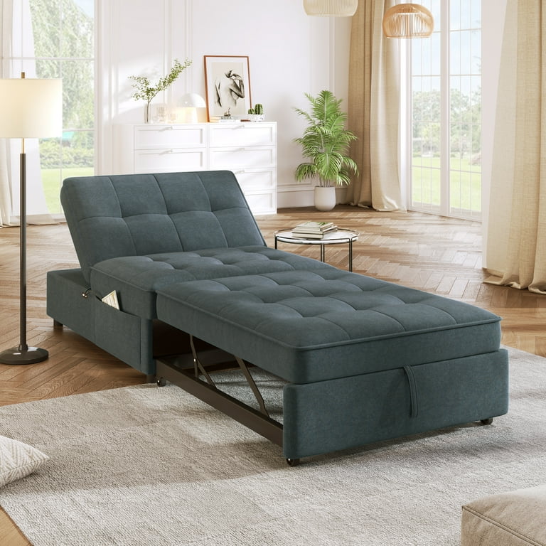 Folding Ottoman Sofa Bed 4 in 1 Convertible Chair Bed Pull Out Sofa Bed with USB Port and Adjustable Backrest Multi Function Sleeper Bed for Small
