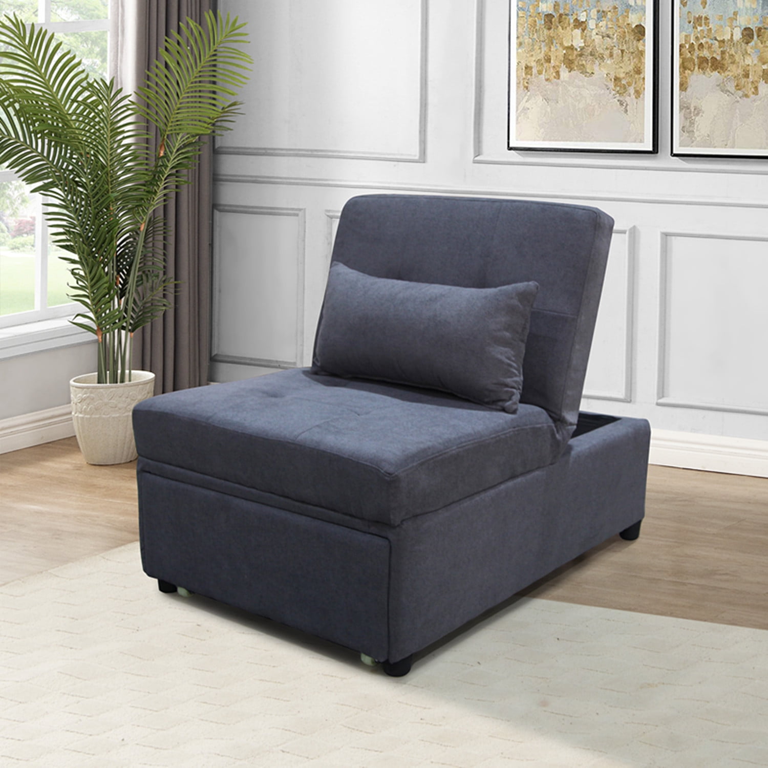 Gray 47 Chair with Pull-out Ottoman