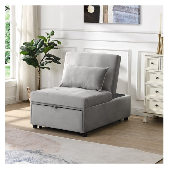 Folding Ottoman Sofa Bed Gray