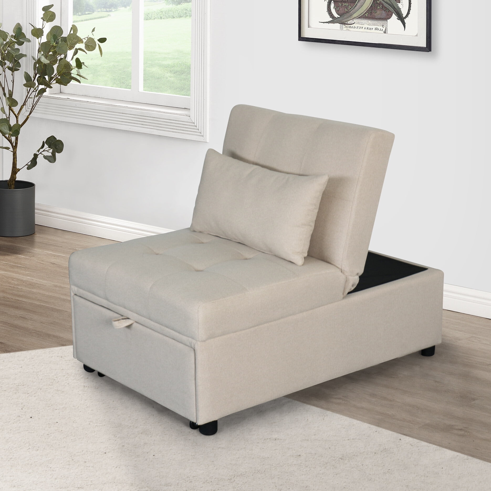 Folding Ottoman Sofa Bed, Multifunctional Ottoman Sleeper, Convertible — free download