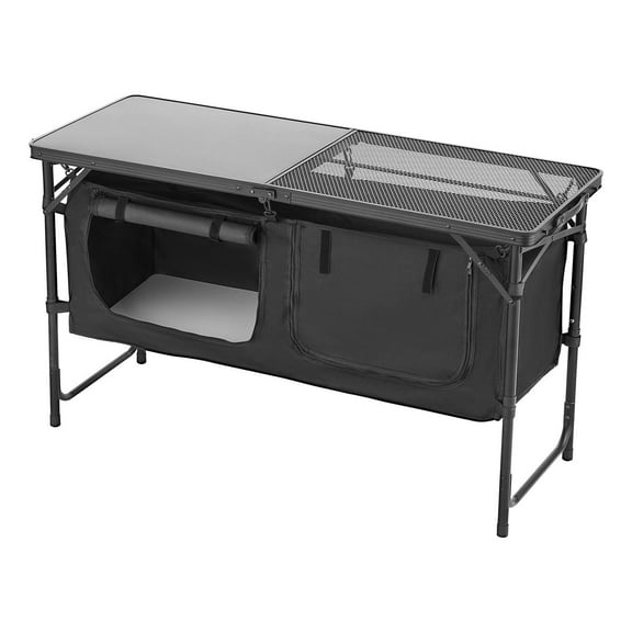 Dranite Folding Outdoor Kitchen Table with Adjustable Height - Compact Camp Cooking Station