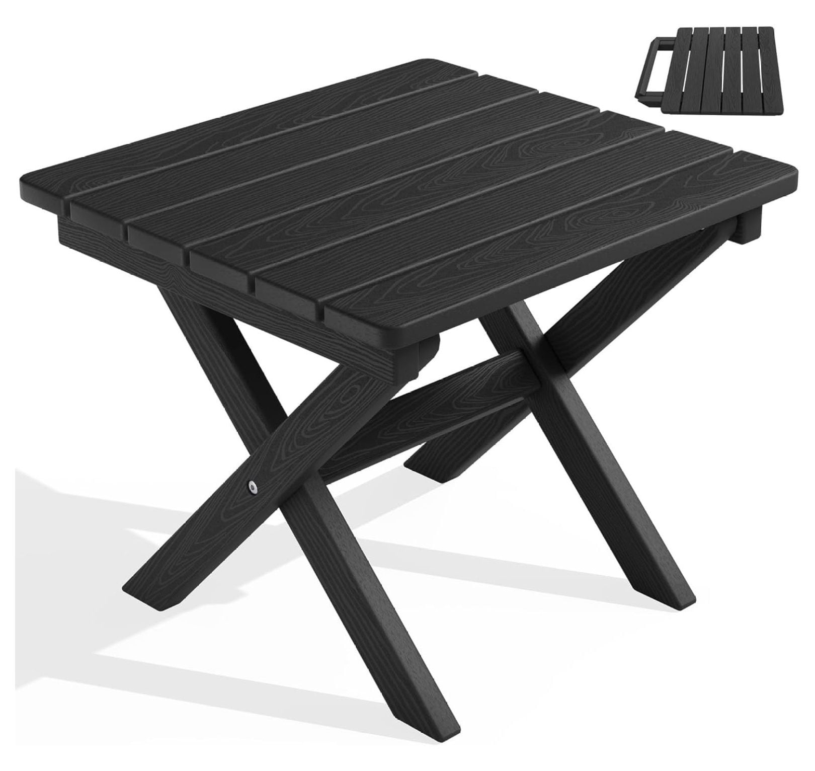 Halifax Outdoor Folding Side Table, Portable All-Weather HDPE Adirondack Side Table