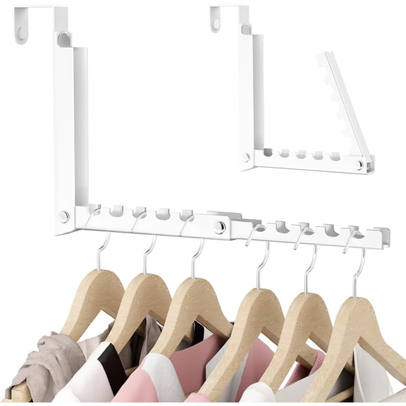 Folding Over the Door Hanger with 10 Ridges, Compact Over Door Hooks