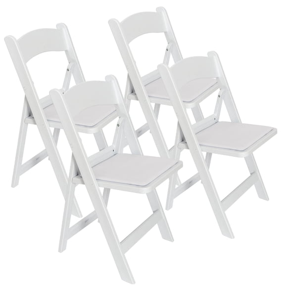 Folding Padded Chair Set of 4, Lightweight Resin Dining Chair, White