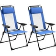 thumbnail image 1 of Folding Patio Chairs (2), Blue Outdoor Chair With Adjustable Sling And Detachable Head Pillow For Outdoor, Garden, Lawn Use Back Garden, 1 of 5