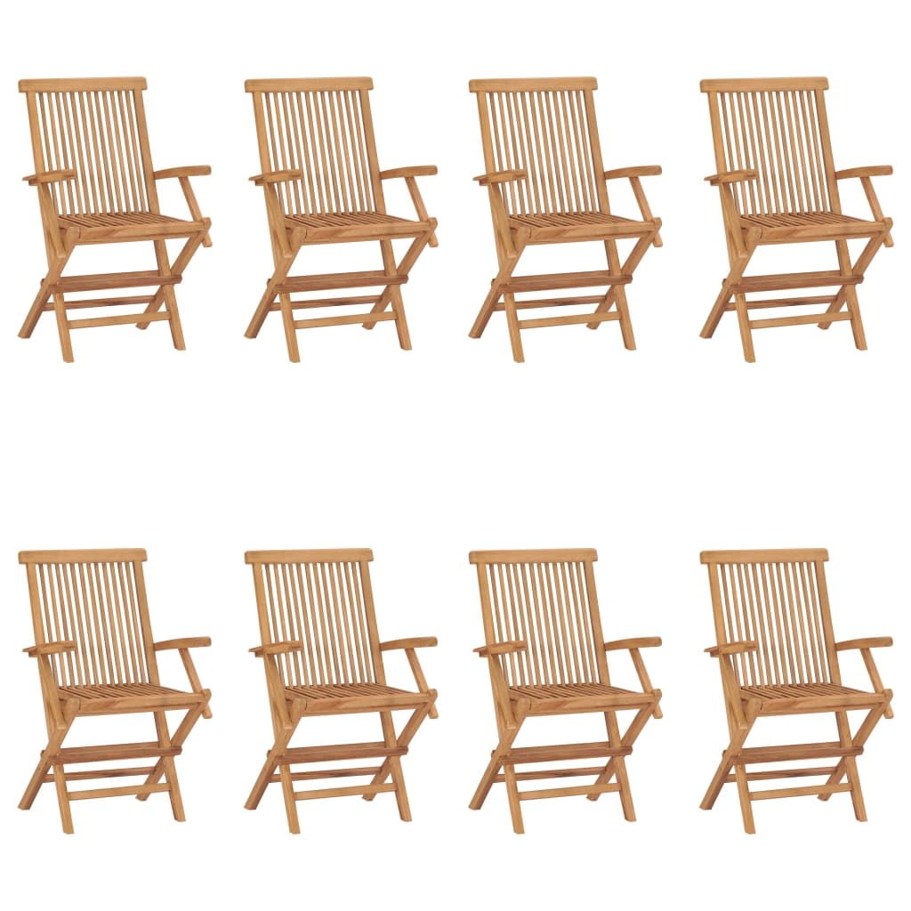 Folding Patio Chairs 8 pcs Solid Teak Wood