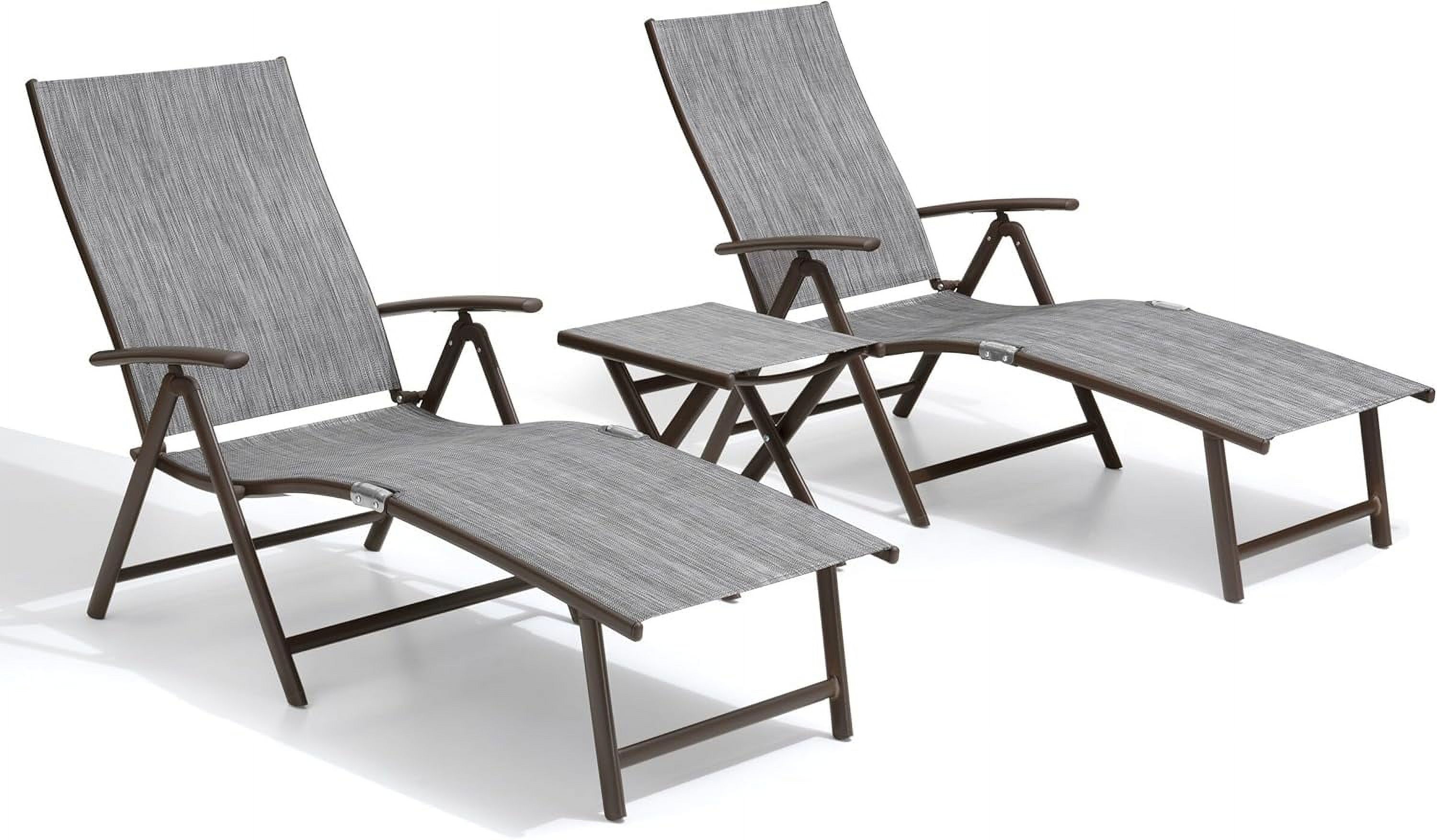 Folding Patio Chaise Lounge Chair for Outside Aluminum Pool Recliner