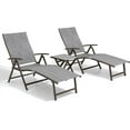 Folding Patio Chaise Lounge Chair for Outside Aluminum Pool Recliner