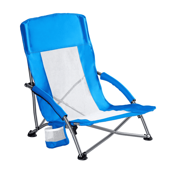 Folding Patio Chaise Lounge - Portable Sun Lounger with Cup Holder & Carry Bag - 250lbs Capacity, Alloy Steel Frame, Breathable Mesh