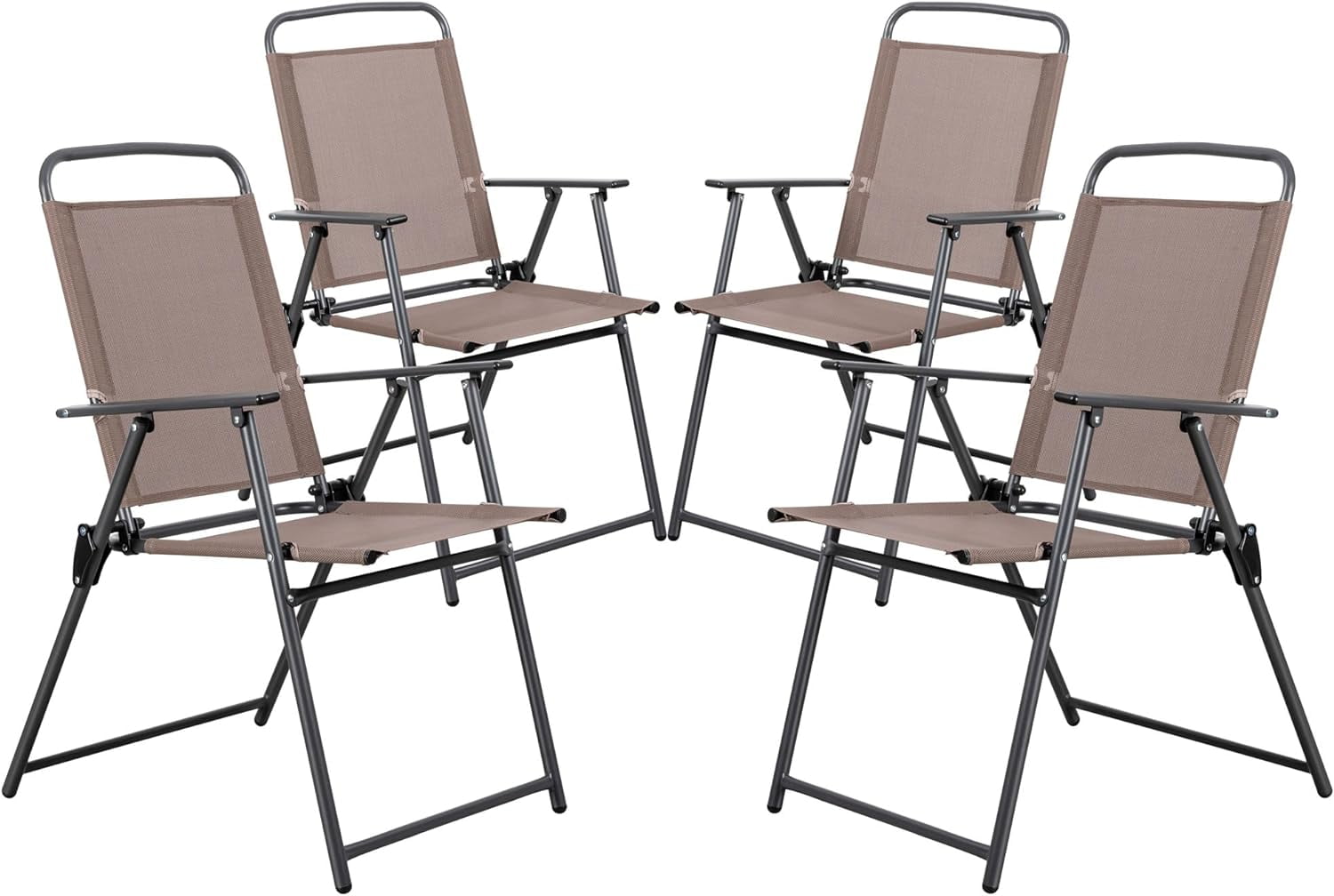 Folding Patio Dining Chairs Set Of 4, Small Metal Outdoor Sling Chairs ...