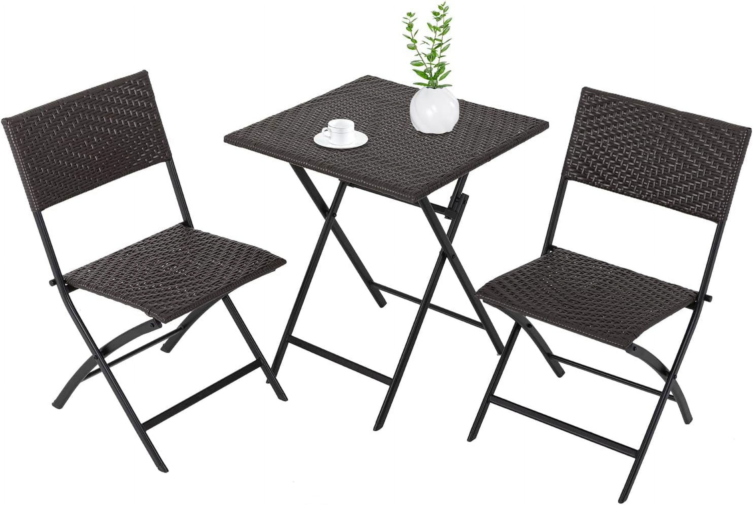 Folding Patio Set of 3 Outdoor Patio Furniture No Assembly Rattan