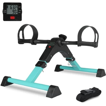 MEETWARM Pedal Exerciser Under Desk Exercise Peddler Arm Leg Folding Mini Stationary Peddler Bike with LCD Display Portable Bicycle Exerciser Machine for Seniors (Teal)