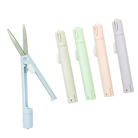 Folding Pen Scissors, Dual-Purpose Paper Cutter, Morandi Color, Sharp Blade, Portable for Art Cutting, Multi-Layer Fabric & Paper Cutting