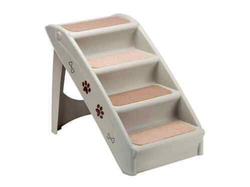 Foldable Beige Plastic Pet Stairs with Non-Slip Pads