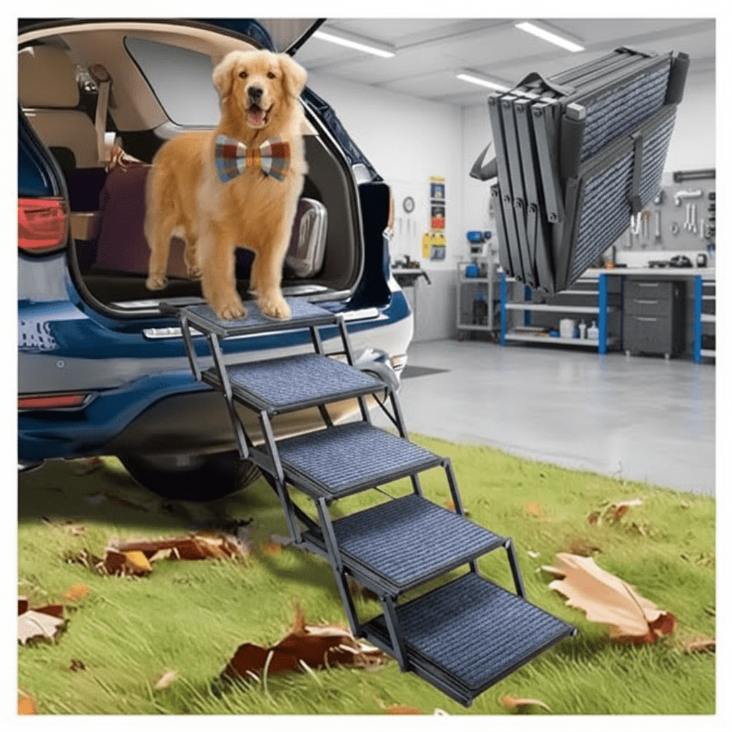 One Step Dog Ramp Folding Pet Ramp for Cars Trucks & SUVs, Non-Slip Stair Steps for Large ...