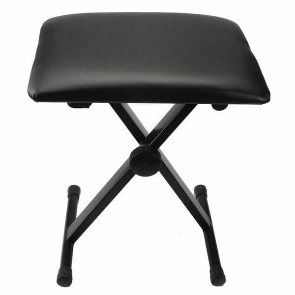 Folding Piano Bench Stool Seat Adjustable Height Black 15.74 x 11.81 Inch Pad
