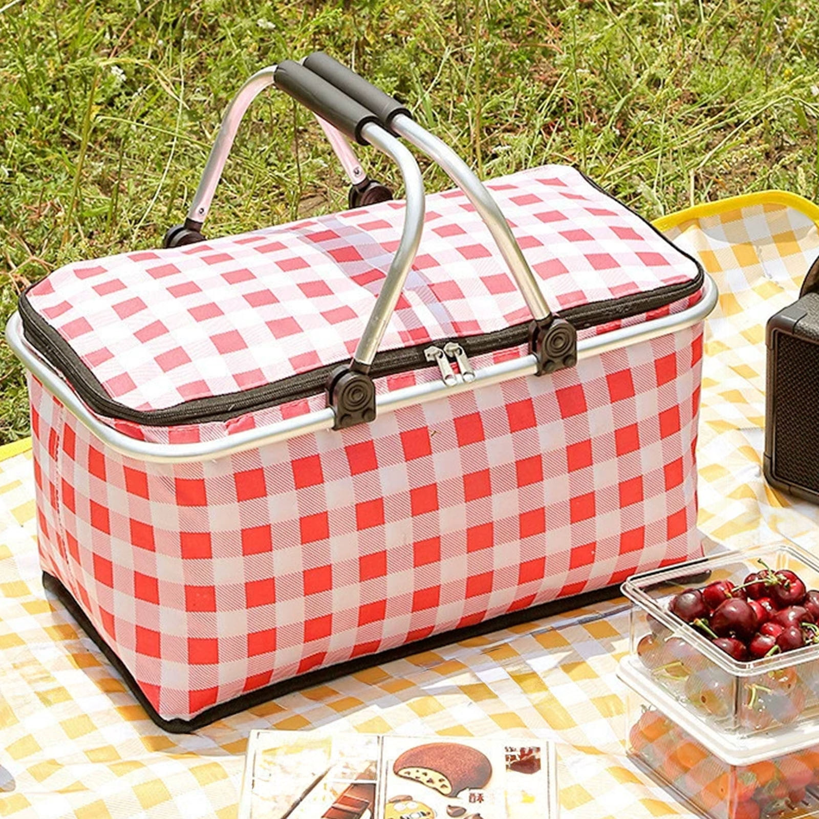 Folding Picnic Basket With Thermal Insulation,Large Capacity 30L — free download