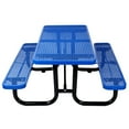 thumbnail image 1 of Folding Picnic Table with 2 Benches, Outdoor Camping Table Set with Plastic Wood-Like Texture Tabletop & Steel Frame, 6 ft Foldable Camping Table with Umbrella Pole for Picnic, Party, BBQ, Blue, 1 of 7
