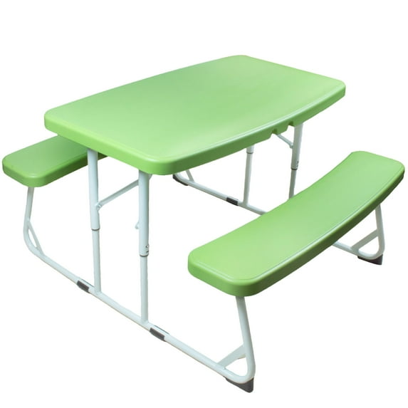 Folding Picnic Table Bench Set Outdoor Dining Table Set with Adjustable Hight for For Backyard Crafting Dining And Playtime Green