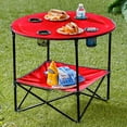 thumbnail image 1 of Folding Picnic Table with Shelf Portable Drink Holders Storage Sports Tote Bag (Red), 1 of 3