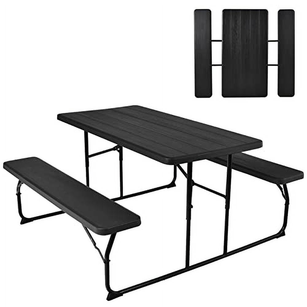 Folding Picnic Tables With Benches & Seats, WeatherResistant Easy