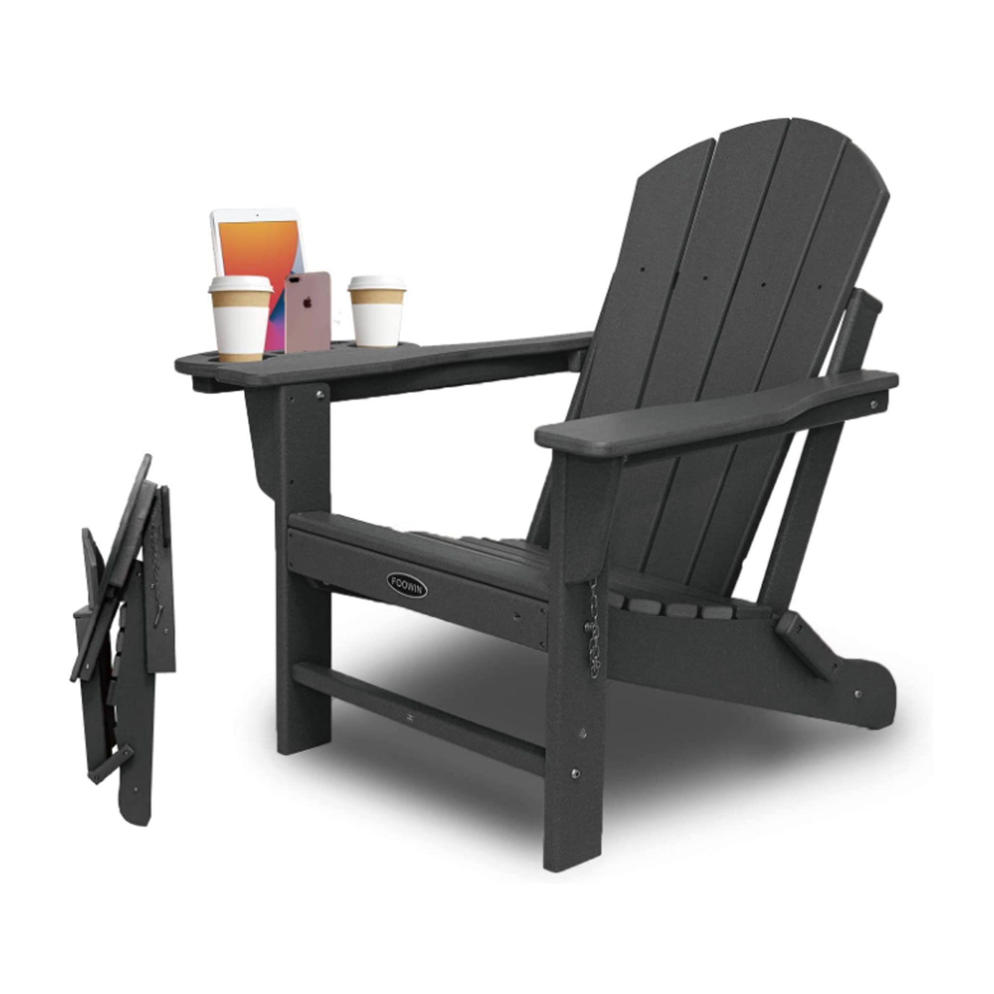 Folding Plastic Adirondack Chair Plastic Adirondack Chairs Weather Resistant Patio Chairs with Cup Holder