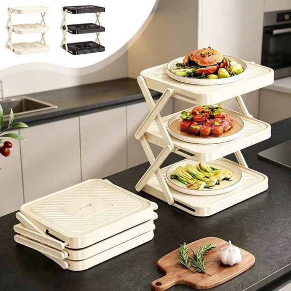 Folding Plastic Dish Drying Rack with Drainage for Kitchen Countertop ...