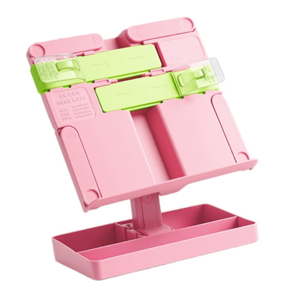 Folding Plastic Reading Stand Adjustable Textbook Stand with Paper Clip Extendable Arm for Cookbook Tablets Music Score