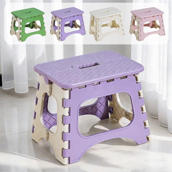 Folding Plastic Step Stool Mini Low Portable Stool for Adults and , Lightweight Travel Camping Stool for Outdoor, Bathroom, Kitchen, RV