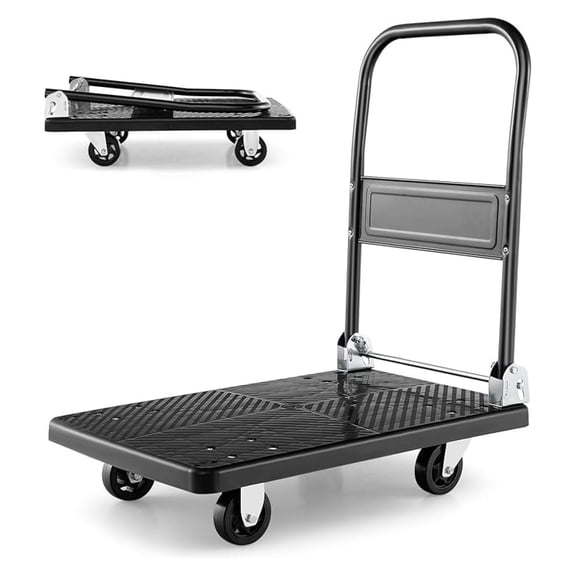 Folding Platform Truck, Push Cart Dolly with 360 Swivel Wheels & 440lb Weight Capacity, Moving Hand Truck, Foldable Flatbed Cart, Push Cart Dolly for Loading and Easy Storage (28" x 19")