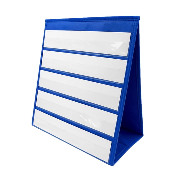 Folding Pocket Chart Tent, Desktop Pocket Chart for Sentence Strip and Cards,