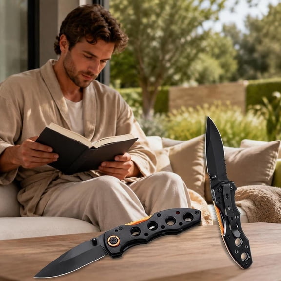 Folding Pocket Knife, 3 Inch 7Cr17mov Blade, Anodized Aluminum Handle, Pocket Clip, Black, Model KL70C, for Camping Hiking EDC