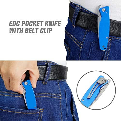 Folding Pocket Knife, 7-inch Stainless Steel Drop Point Blade Knife EDC, Multi-Functional Tool with Bottle Opener and Glass Breaker