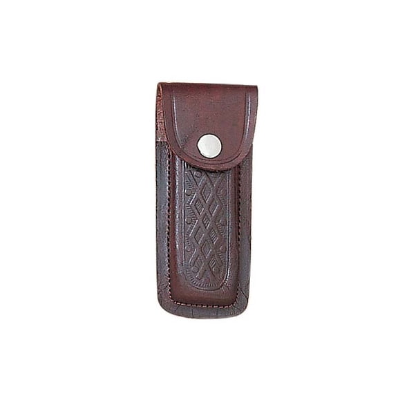 SZCO 5-Inch Genuine Brown Leather Knife Sheath Durable Printed Leather Fixed Blade Protector with Belt Loop
