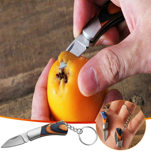 Folding Pocket Knife under $5! CQCYD Folding Pocket Knife, Outdoor Mini Knife with Wooden Handle, Stainless Steel Keychain Tool for Camping Hiking