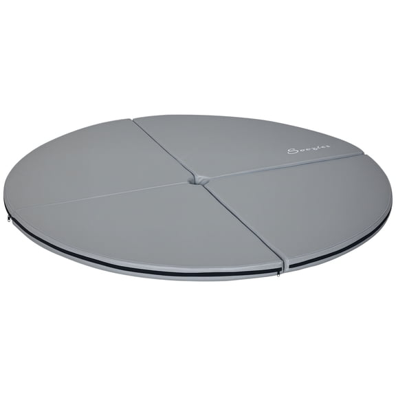 Folding Pole Dance Mat with Protective EPE Foam, 2"T x 5'W Round Crash Mat for Home Practice, Gray