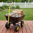 thumbnail image 1 of Folding Poly Garden Dump Cart with Heavy‑Duty Steel Frame, 10 Inch Pneumatic Tires Black Utility Wagon Wheelbarrow for Yard Lawn Gardening Soil Fertilizer Transport, 1 of 10