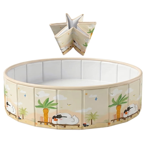 Folding Pool for Children, Leakproof, Non-Slip PVC Dog Swimming Pools for Cats and Kids, Indoor & Outdoor