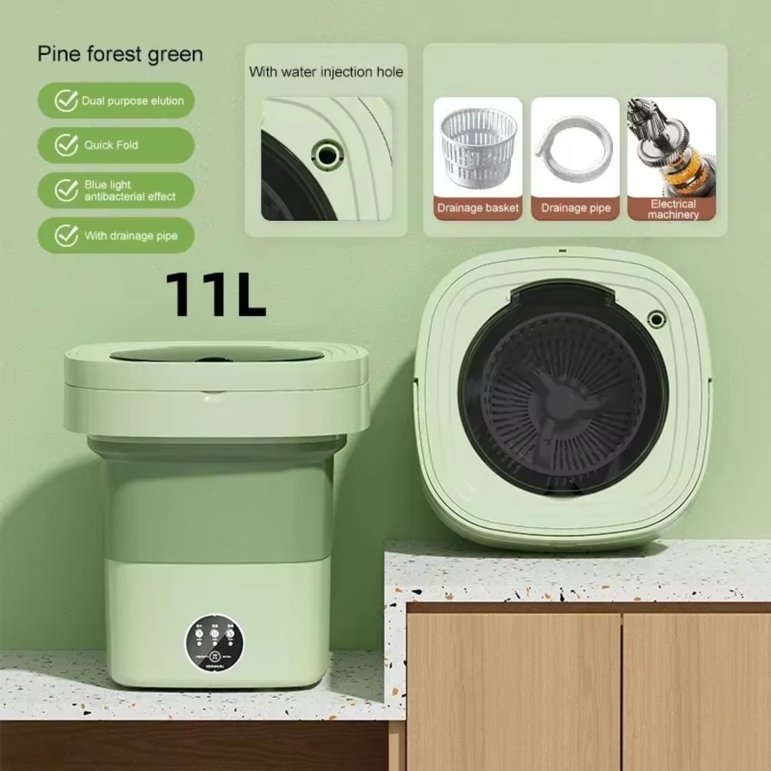 Folding Portable Big Capacity 6L 11L Washing Machine with Spin Dryer