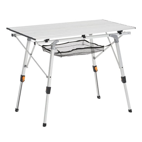 Folding Portable Camping Table Aluminum Outdoor Picnic Roll up Table Mesh Layer