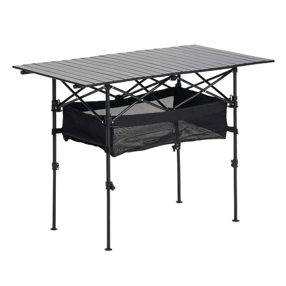 Folding Portable Camping Table Aluminum Outdoor Picnic Roll up Table with Storage Bag