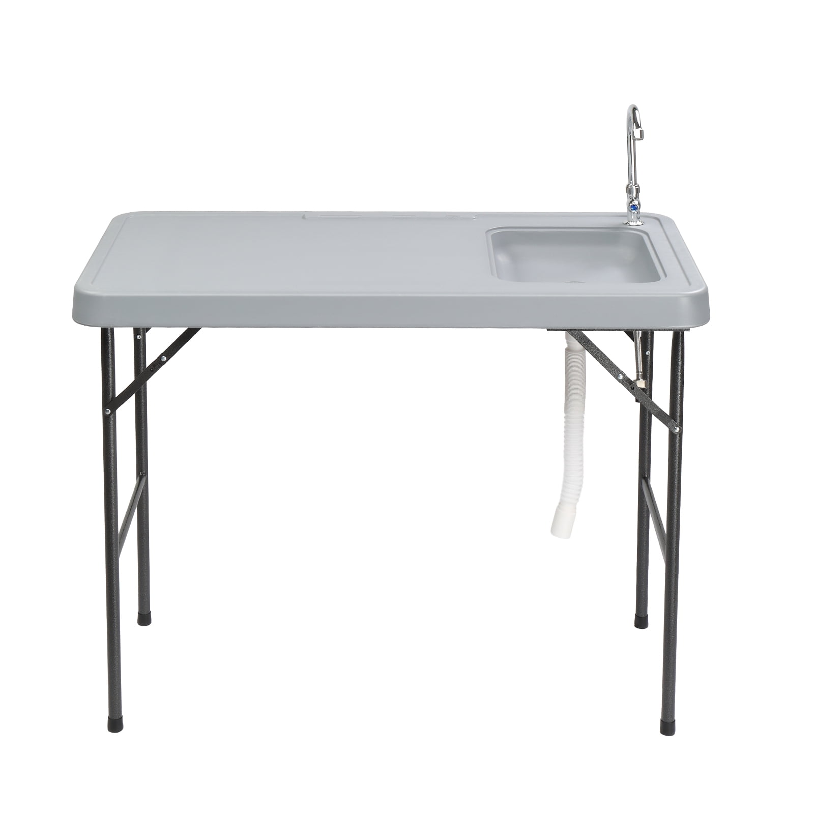 Folding Portable Fish Fillet Table With Sink Faucet In Grey For Outdoor ...