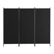 Folding Privacy Screen, 3 Panel Room Divider - Black Fabric Partition for Home & Office - Freestanding, Adjustable, 72 Inch