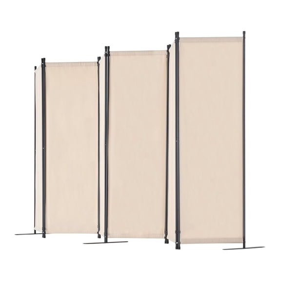 Folding Privacy Screen, 6 Panel Room Divider - Beige Portable Partition for Home, Office, Bedroom, Study - Freestanding Decorative Screen
