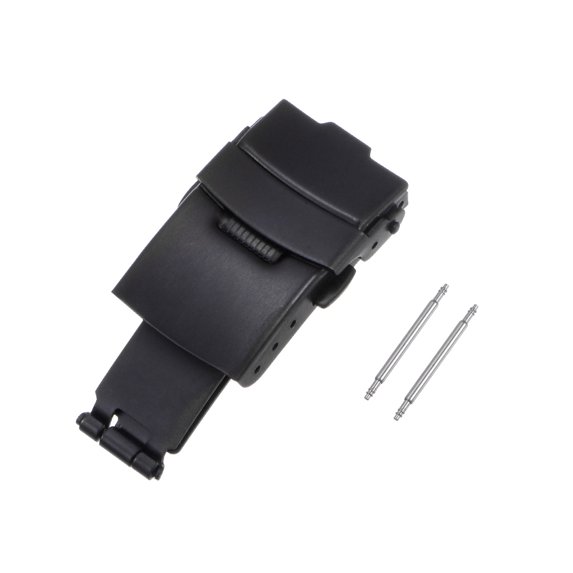 Folding Push Button Watch Deployment Clasp Buckle for 16mm Metal Watch Bands, Black
