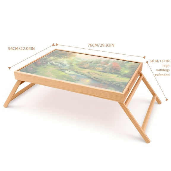 Folding Puzzle Table, 29.9 "x 22" Wooden Table (with 4 Area Drawers), Portable Puzzle Starter Board for Puzzle Storage And Sorting -1000pcs