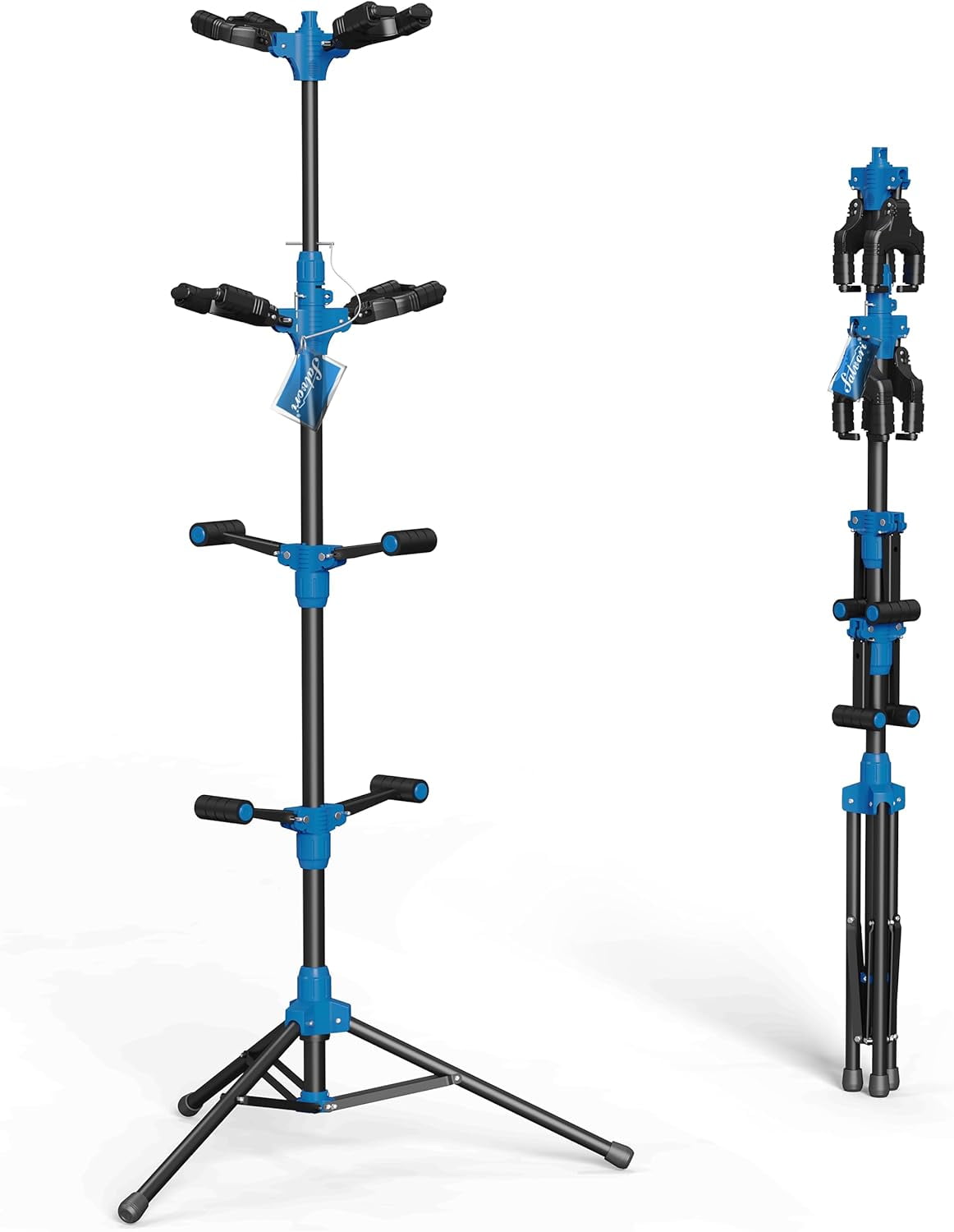 Folding Quadruple Guitar Stand with Auto-Lock System and Soild Tripod, Quadruple/Multiple Guitar Stand/Holder/Rack for Single Bass, Acoustic, Electric, Classical Guitar or Ukulele