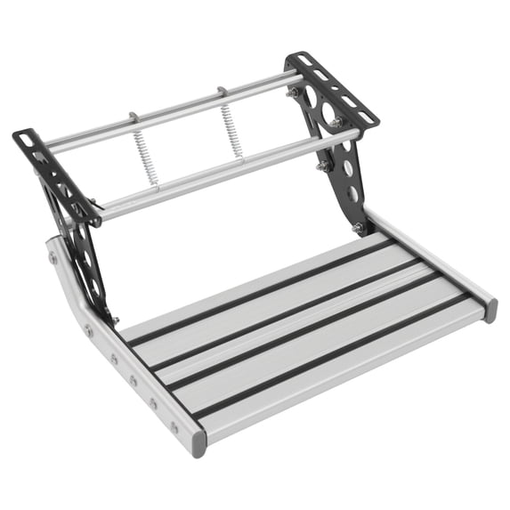 Folding RV Step, Foldable Aluminum Alloy RV Camper Step, Manual RV Step with LED Light