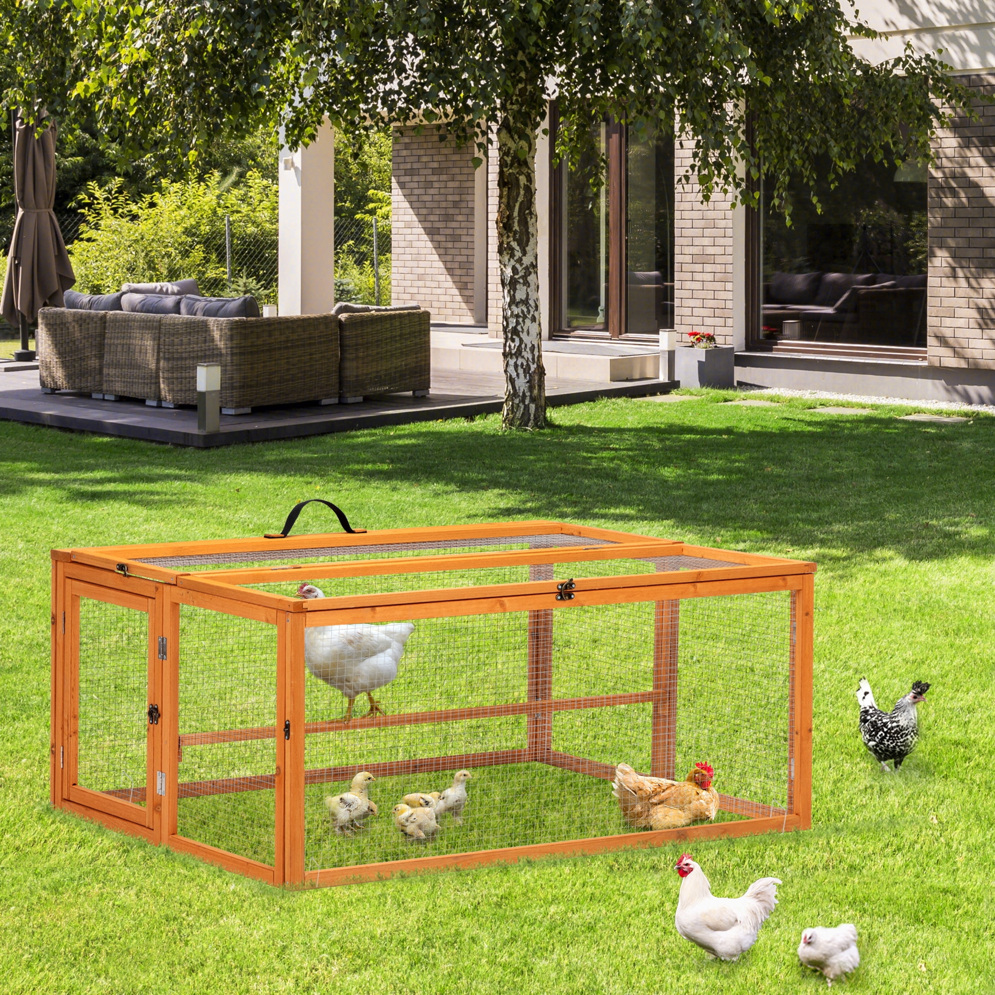 Folding Rabbit Cage and Outdoor Chicken Coop with Run, Wooden Poultry