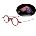 thumbnail image 1 of Folding Reading Glasses Blue Light Blocking Round Pocket Reader w/ Keychain Box, 1 of 4